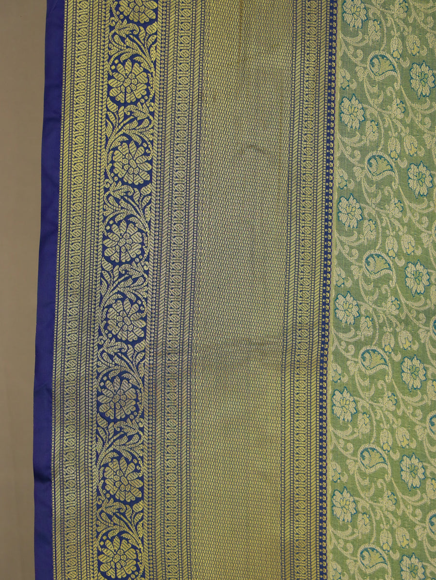 Olive Green Uppada Inspired Semi Silk Saree with Narrow Narrow Contrast Border