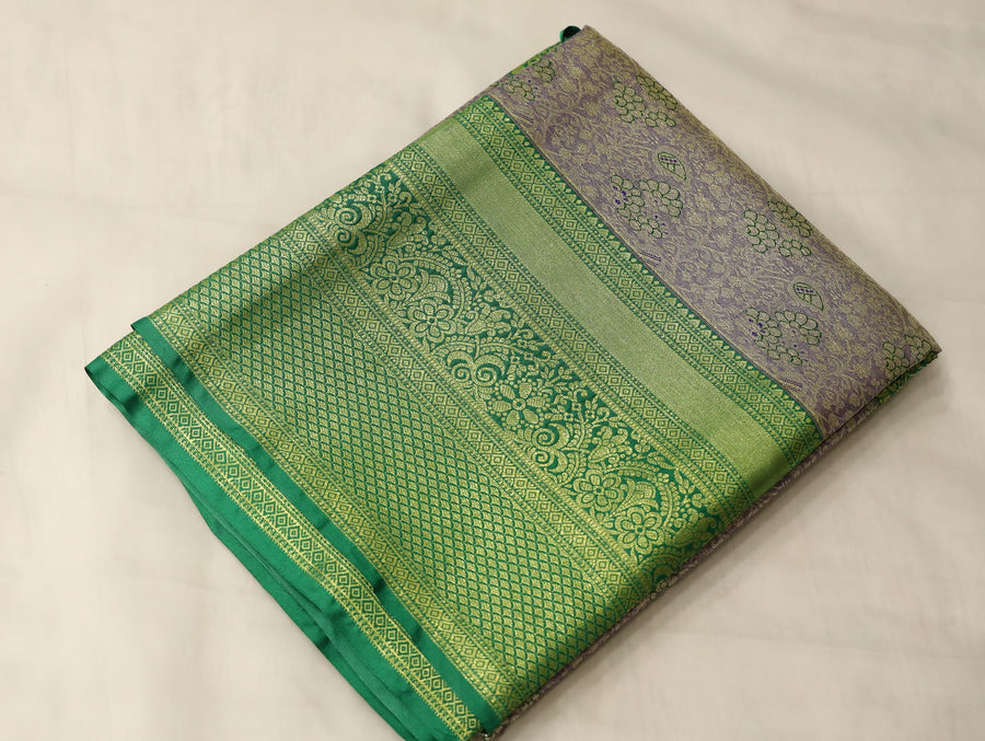 Olive Green Uppada Inspired Semi Silk Saree with Medium Medium Self Border