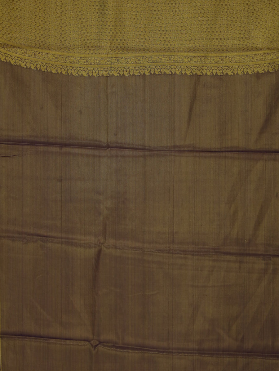 Peach Blossom Kanchipuram Inspired Semi Silk Saree with Wide Wide Contrast Border
