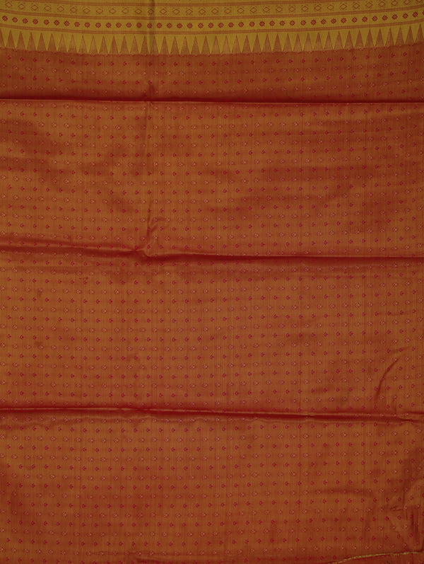 Champagne Gold Kanchipuram Inspired Semi Silk Saree with Medium Medium Contrast Border