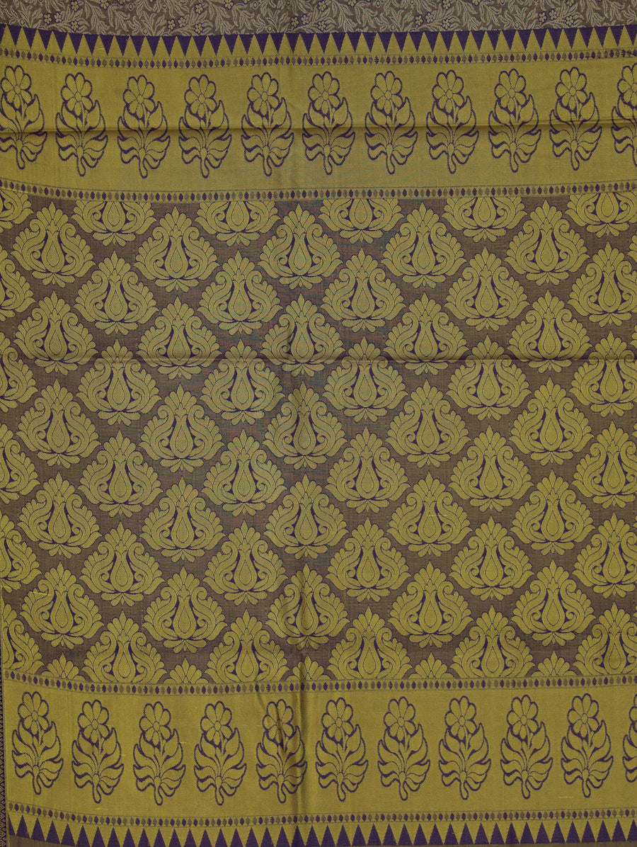 Champagne Gold Dharmavaram Inspired Semi Silk Saree with Wide Wide Contrast Border