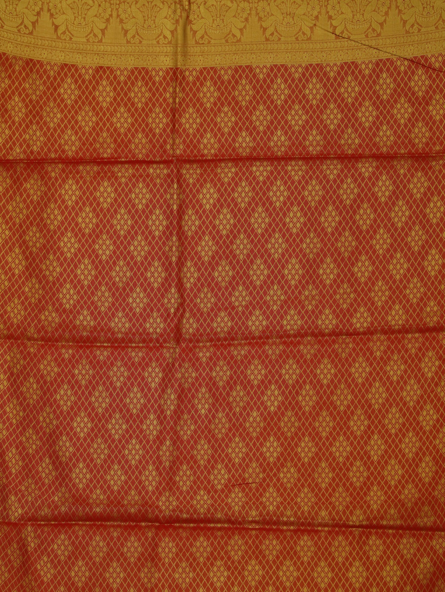 Champagne Gold Dharmavaram Inspired Semi Silk Saree with Wide Wide Contrast Border