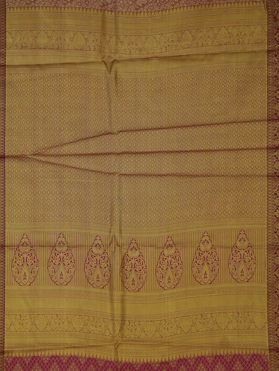 Dusty Rose Kanchipuram Inspired Semi Silk Saree with Wide Wide Contrast Border