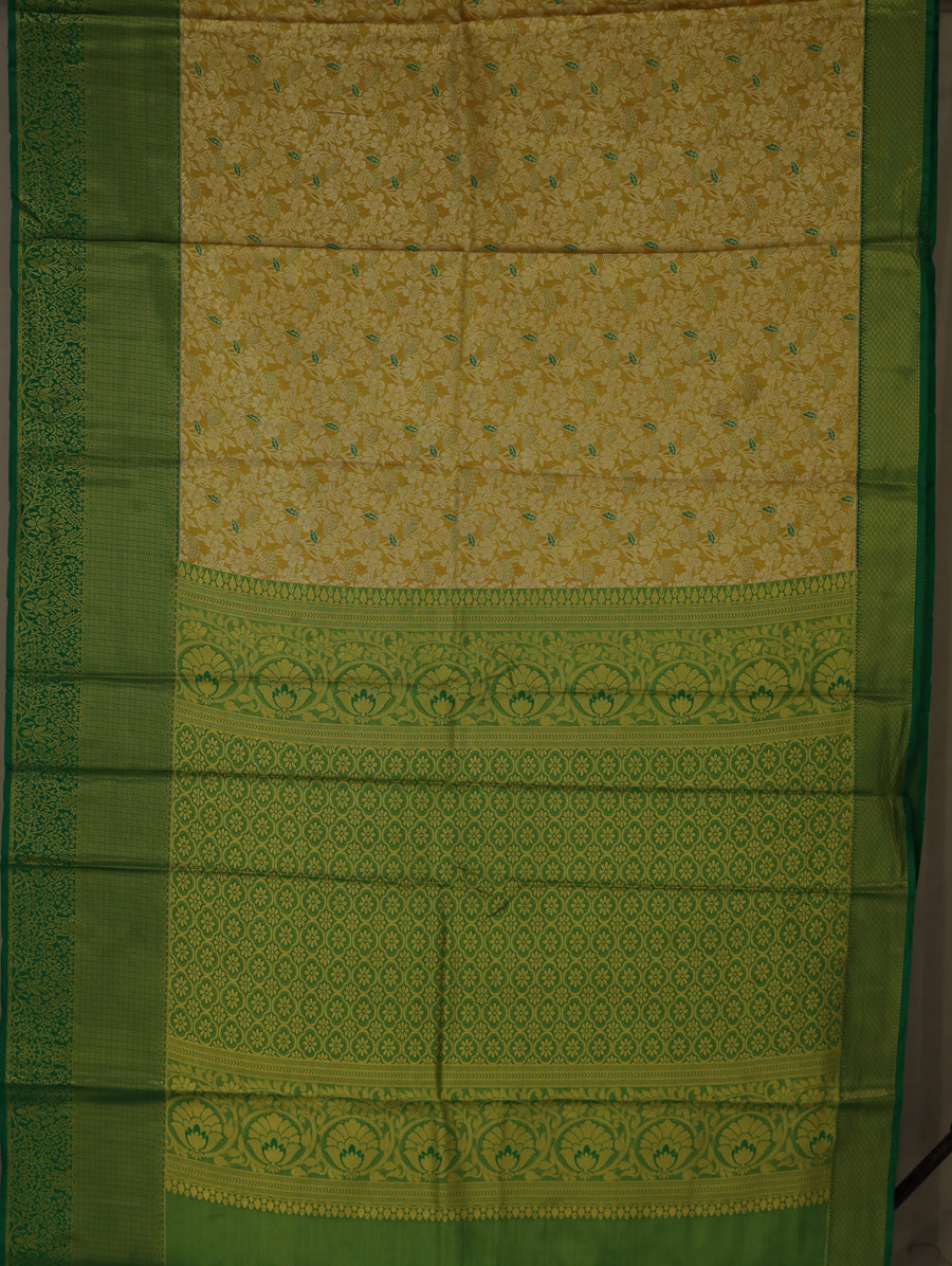 Sage Green Mysore Inspired Semi Silk Saree with Medium Medium Self Border