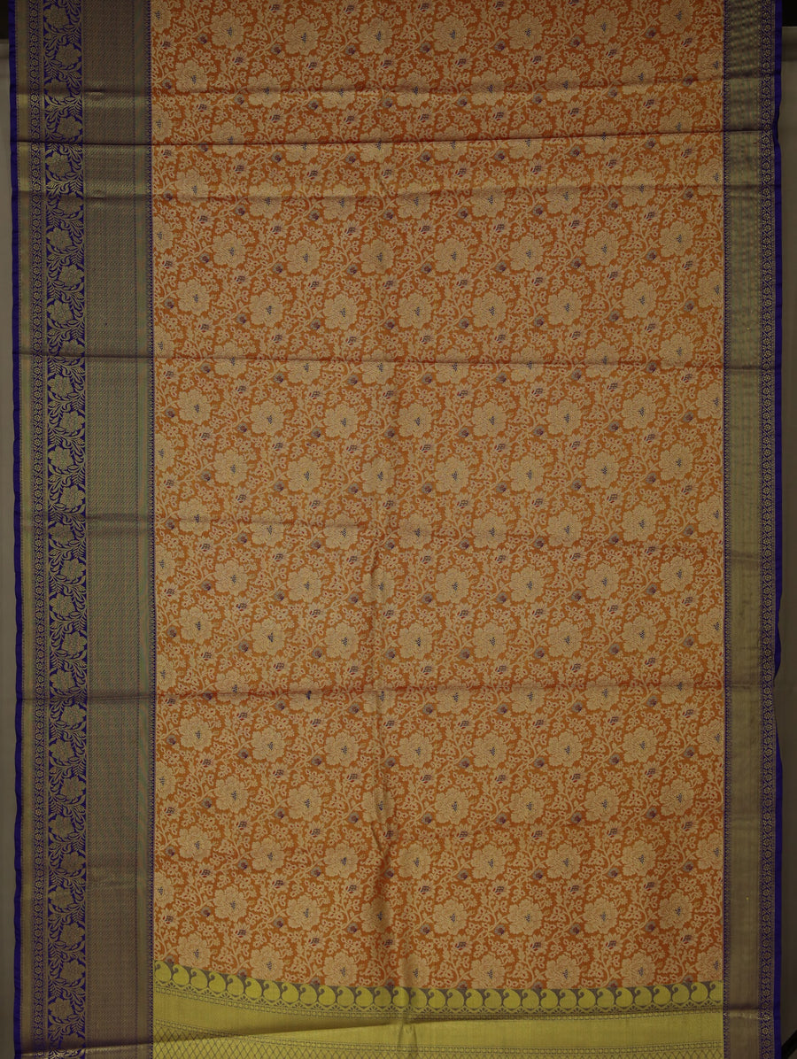 Champagne Gold Dharmavaram Inspired Semi Silk Saree with Medium Medium Contrast Border