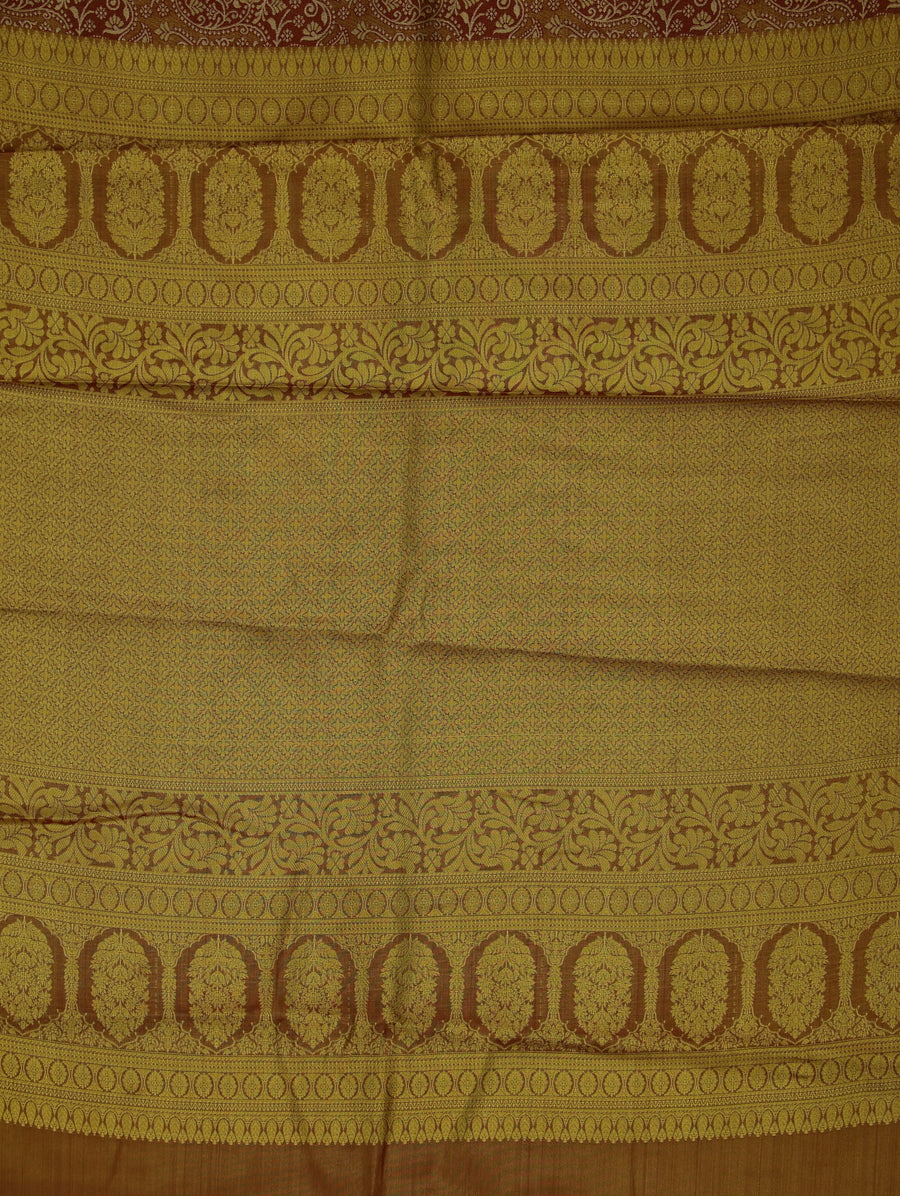 Burnt Sienna Dharmavaram Inspired Semi Silk Saree with Wide Wide Contrast Border