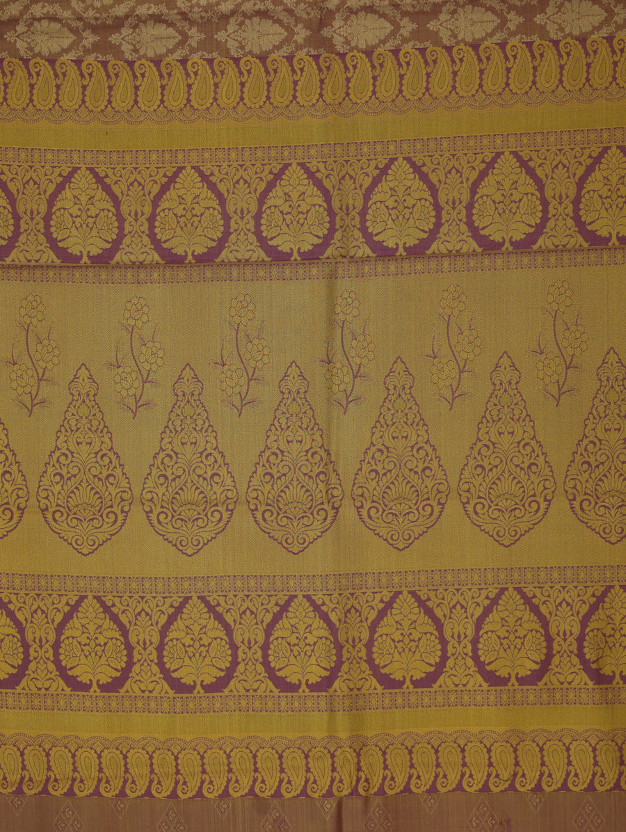 Champagne Gold Dharmavaram Inspired Semi Silk Saree with Wide Wide Contrast Border