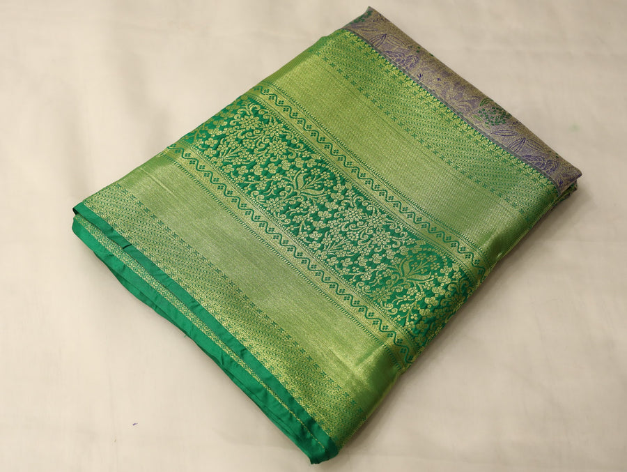 Olive Green Uppada Inspired Semi Silk Saree with Narrow Narrow Self Border