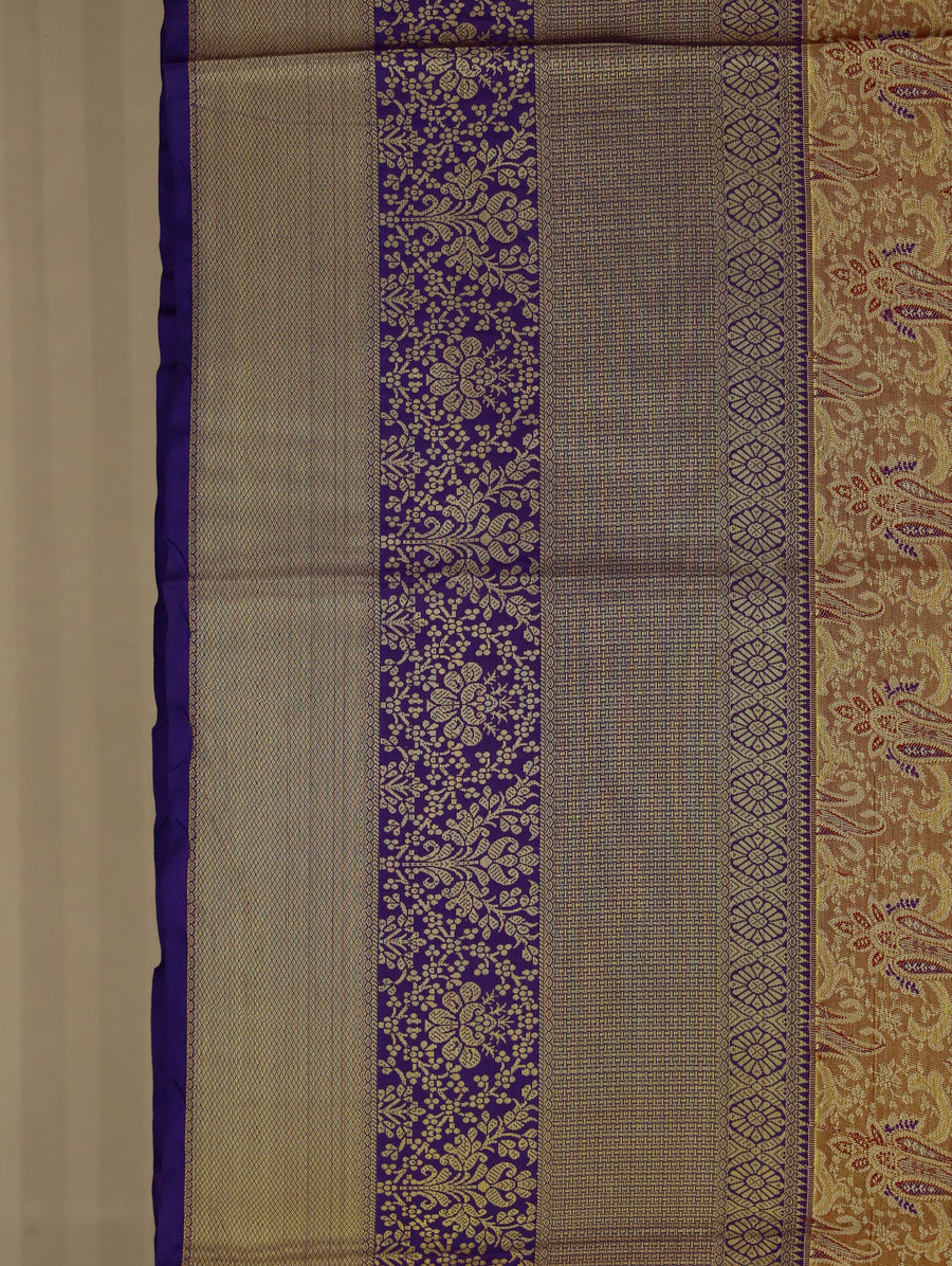 Mustard Gold Dharmavaram Inspired Semi Silk Saree with Wide Wide Contrast Border