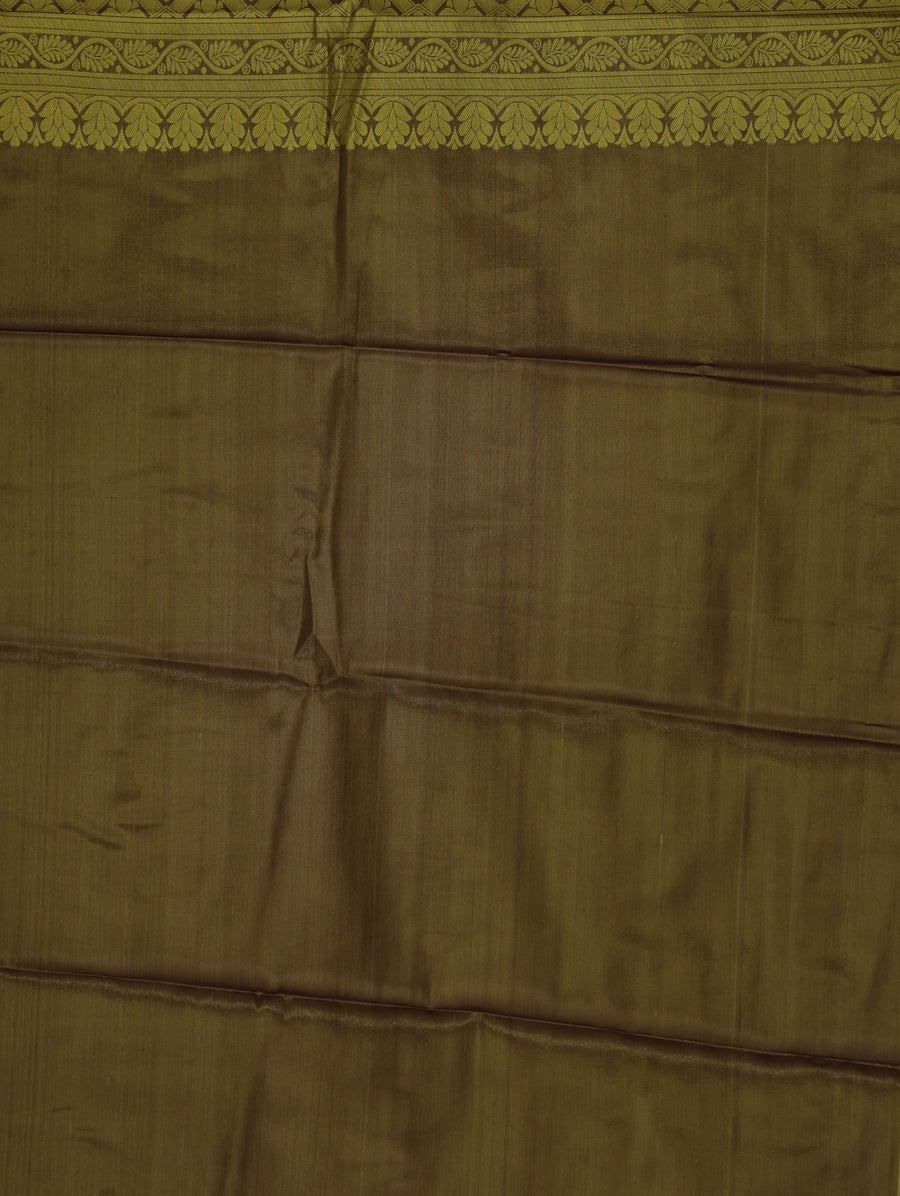 Saffron Orange Dharmavaram Inspired Semi Silk Saree with Medium Medium Contrast Border