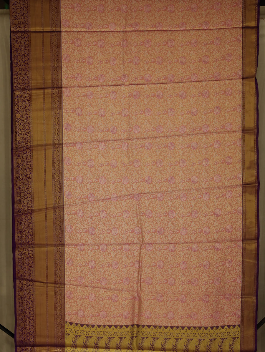 Dusty Rose Dharmavaram Inspired Semi Silk Saree with Medium Medium Contrast Border