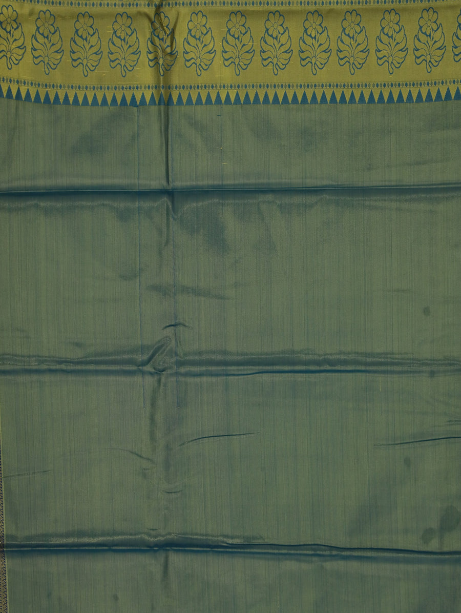 Sage Green Mysore Inspired Semi Silk Saree with Medium Medium Contrast Border