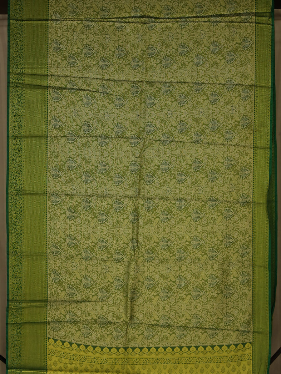 Leaf Green Uppada Inspired Semi Silk Saree with Medium Medium Self Border