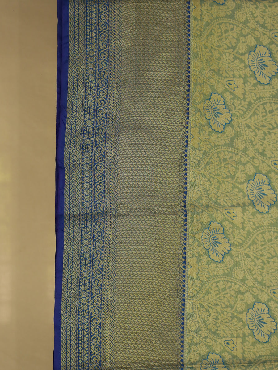 Mint Green Uppada Inspired Semi Silk Saree with Medium Medium Contrast Border