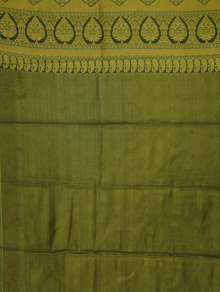 Olive Green Uppada Inspired Semi Silk Saree with Wide Wide Contrast Border
