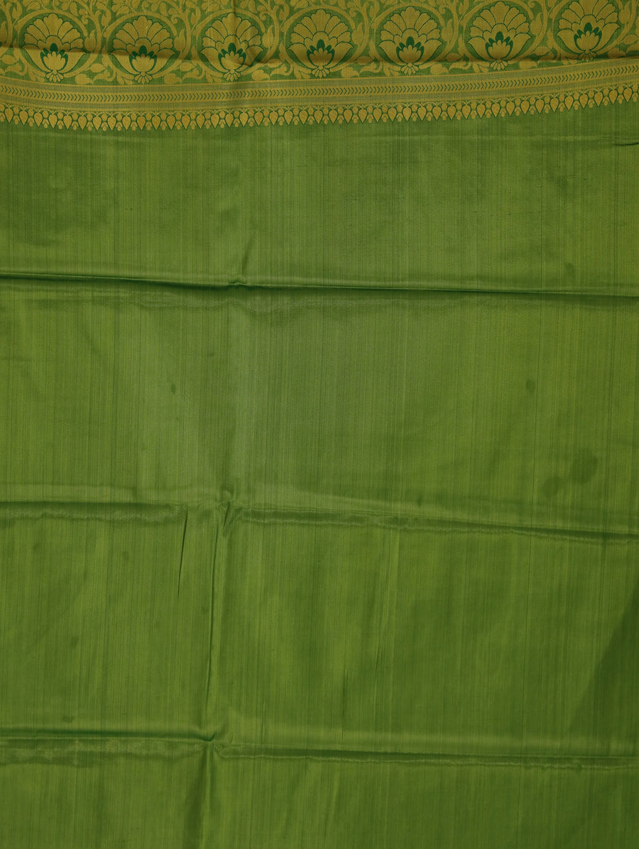 Champagne Beige Kanchipuram Inspired Semi Silk Saree with Medium Medium Contrast Border