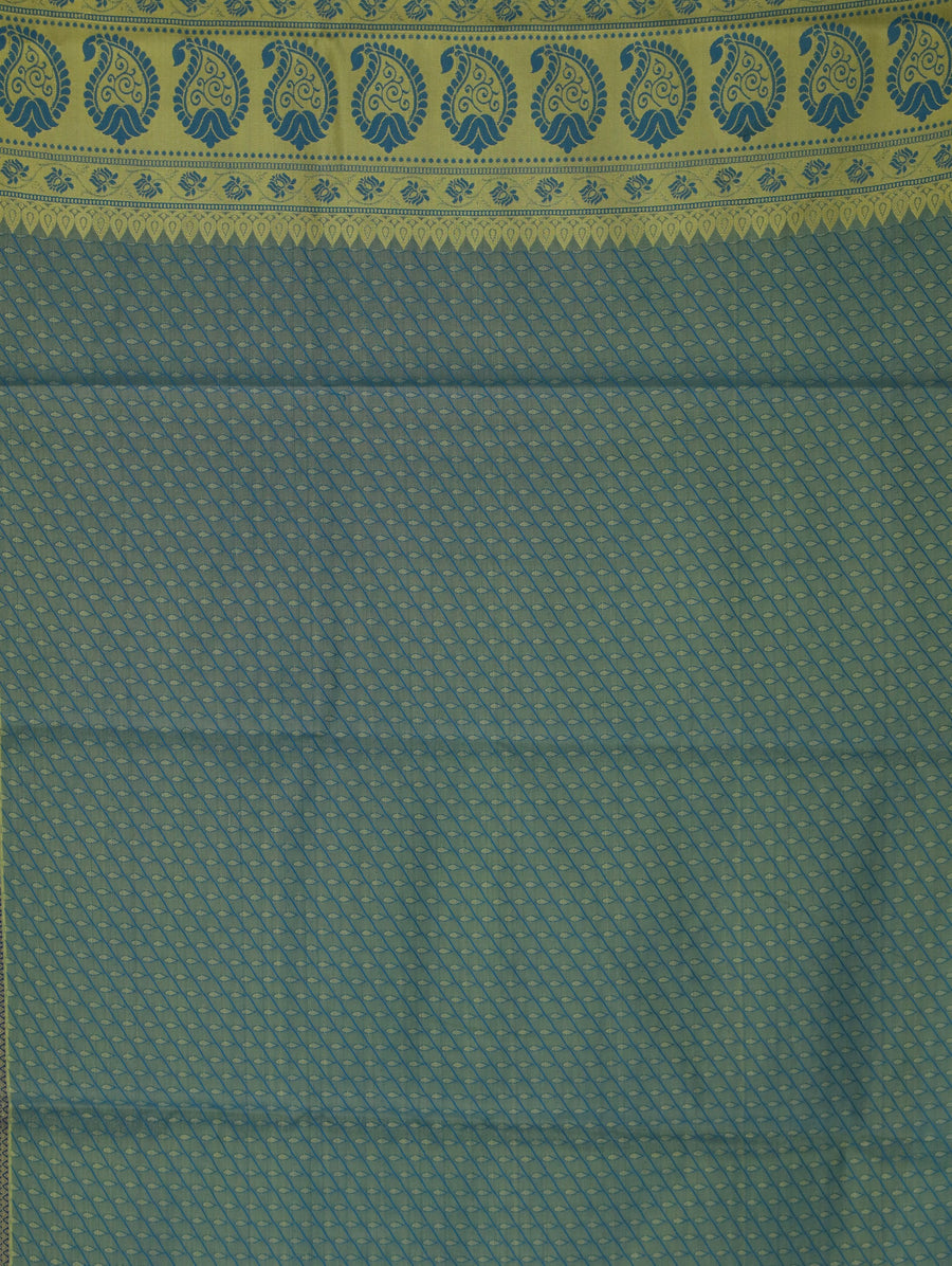 Sage Green Dharmavaram Inspired Semi Silk Saree with Medium Medium Contrast Border