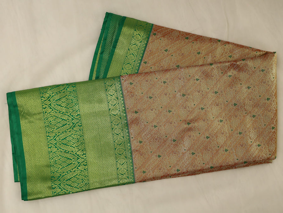 Sage Green Dharmavaram Inspired Semi Silk Saree with Medium Medium Contrast Border