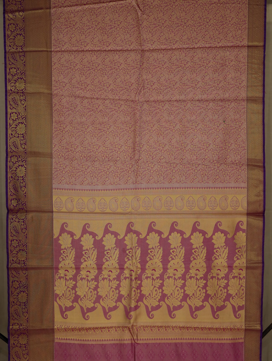 Blush Pink Dharmavaram Inspired Semi Silk Saree with Wide Wide Contrast Border