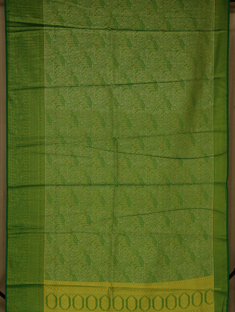 Lime Green Dharmavaram Inspired Semi Silk Saree with Medium Medium Self Border
