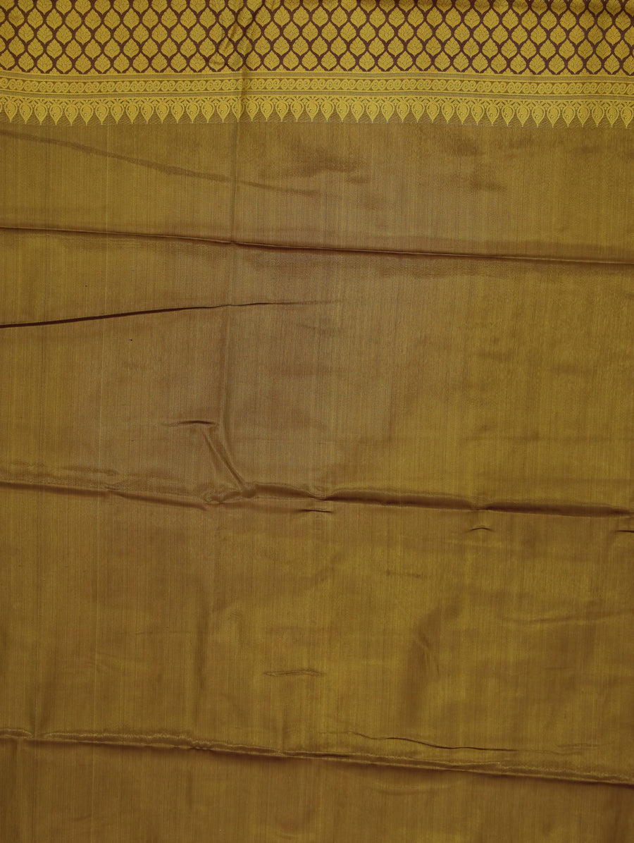 Mustard Gold Dharmavaram Inspired Semi Silk Saree with Medium Medium Contrast Border