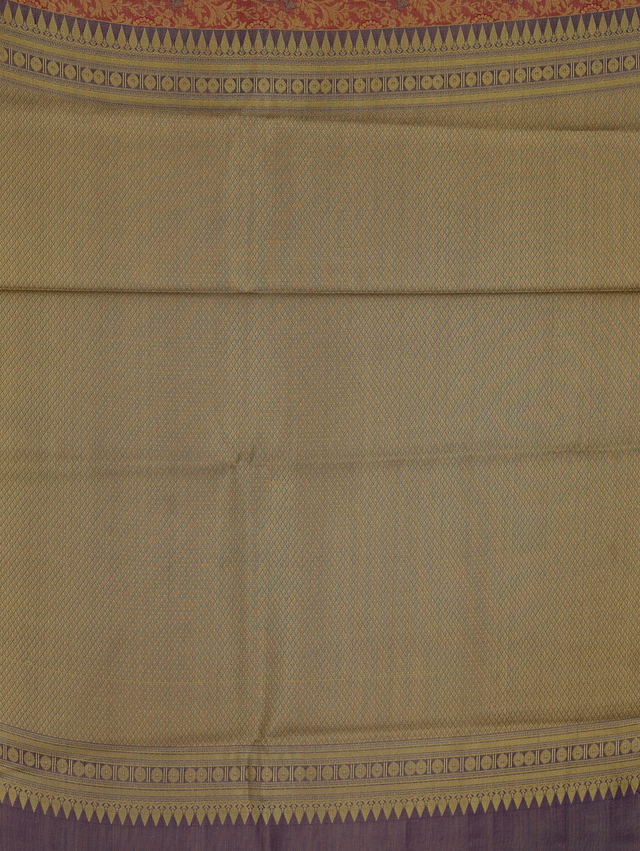 Champagne Gold Dharmavaram Inspired Semi Silk Saree with Wide Wide Contrast Border
