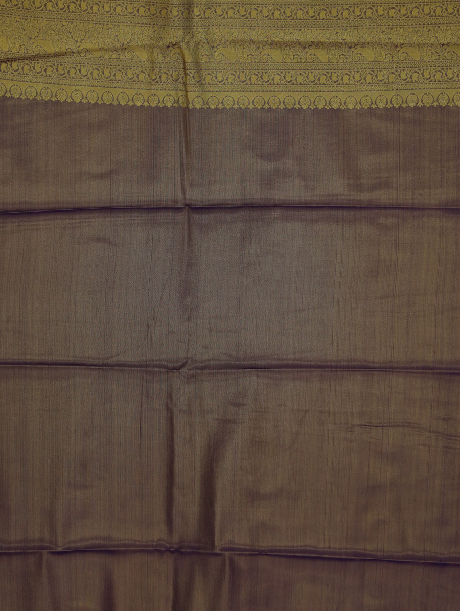 Champagne Gold Dharmavaram Inspired Semi Silk Saree with Medium Medium Contrast Border