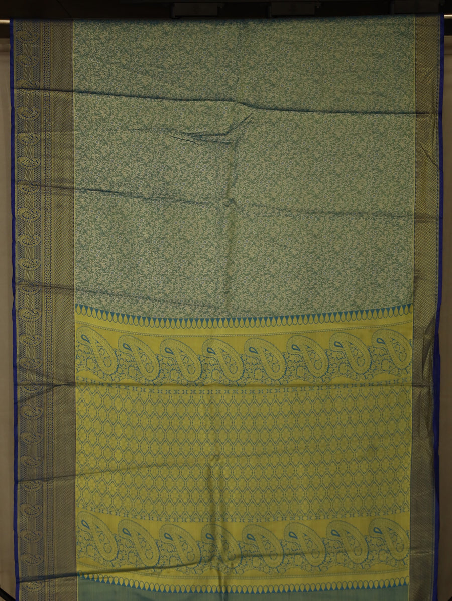 Sage Green Uppada Inspired Semi Silk Saree with Medium Medium Contrast Border
