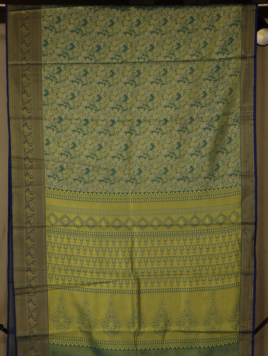 Olive Green Uppada Inspired Semi Silk Saree with Narrow Narrow Contrast Border