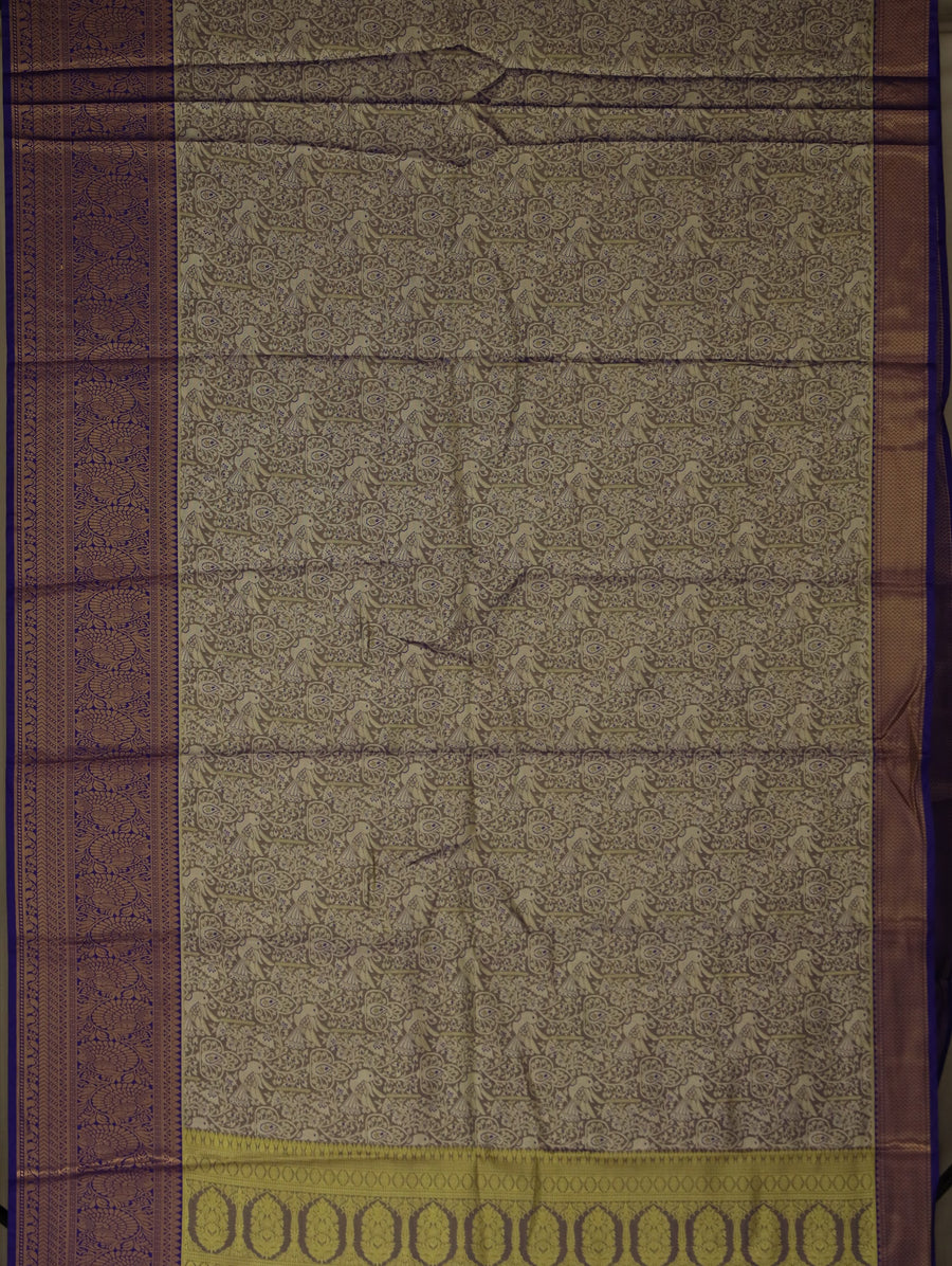 Sage Green Uppada Inspired Semi Silk Saree with Wide Wide Contrast Border