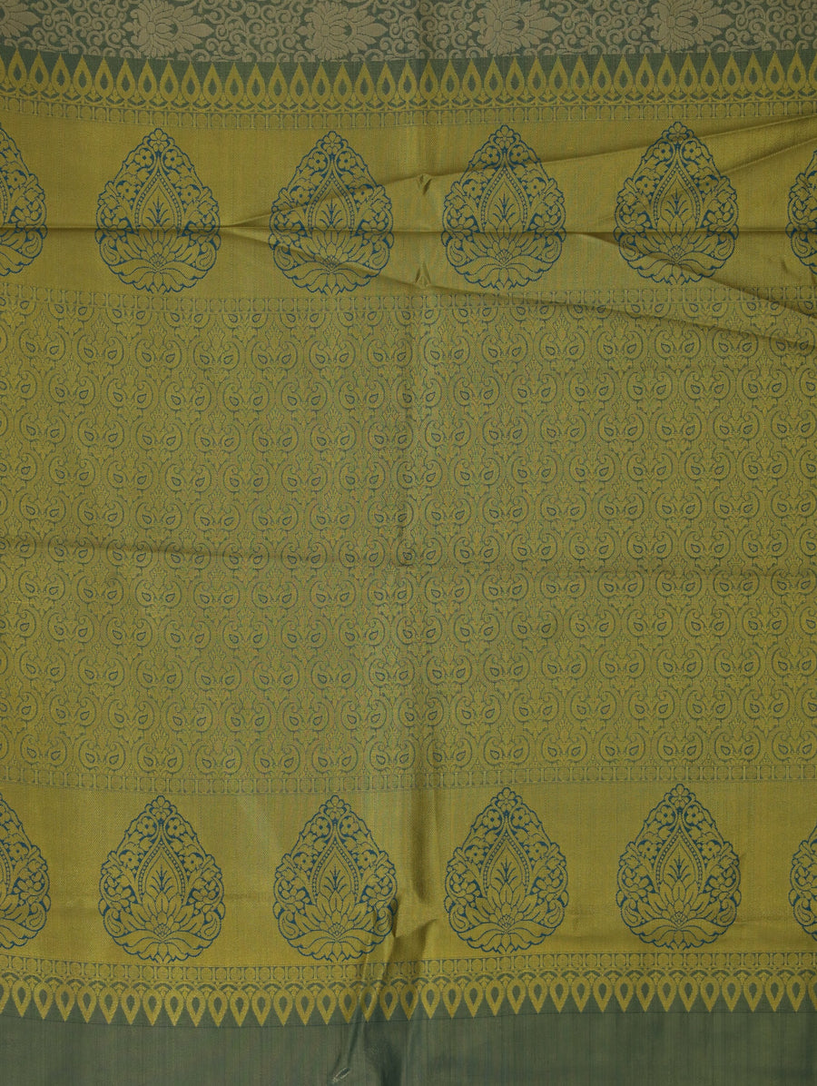 Seafoam Green Dharmavaram Inspired Semi Silk Saree with Medium Medium Contrast Border