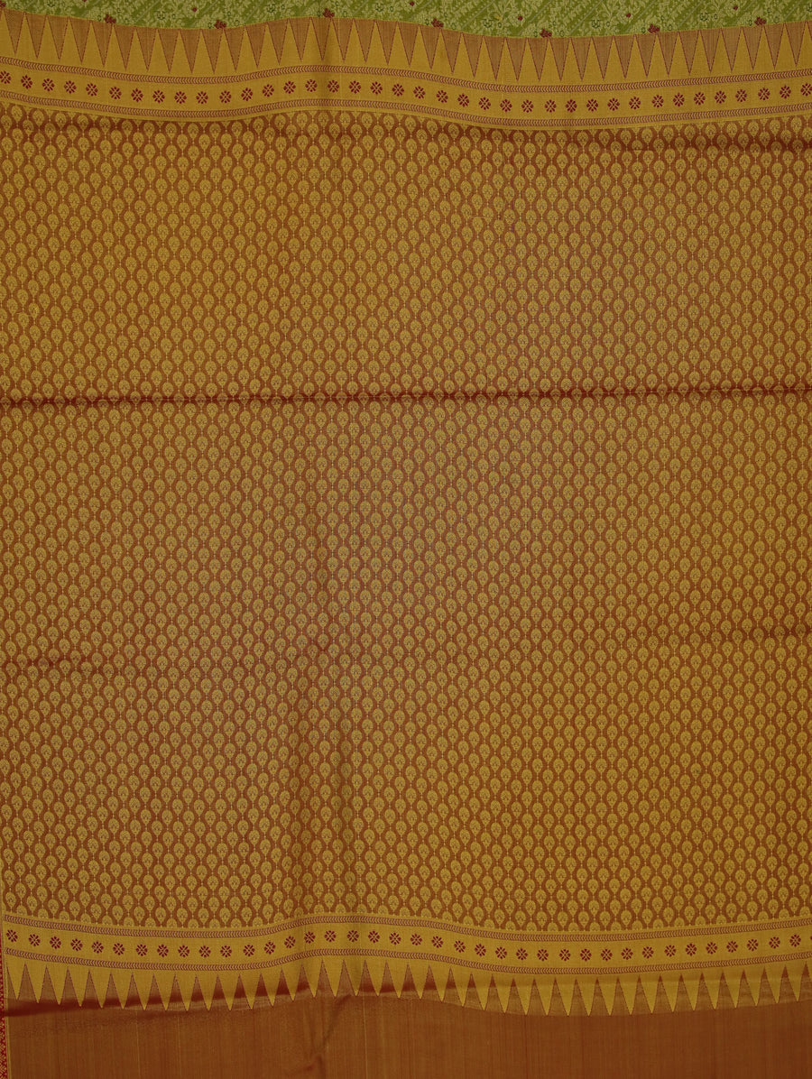 Sage Green Dharmavaram Inspired Semi Silk Saree with Wide Wide Contrast Border