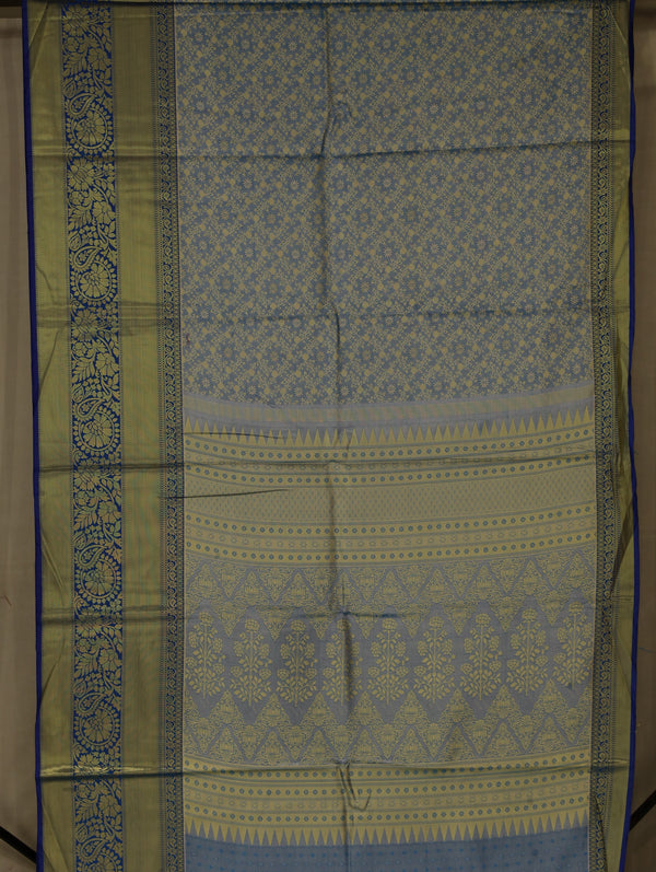 Misty Blue Dharmavaram Inspired Semi Silk Saree with Wide Wide Contrast Border