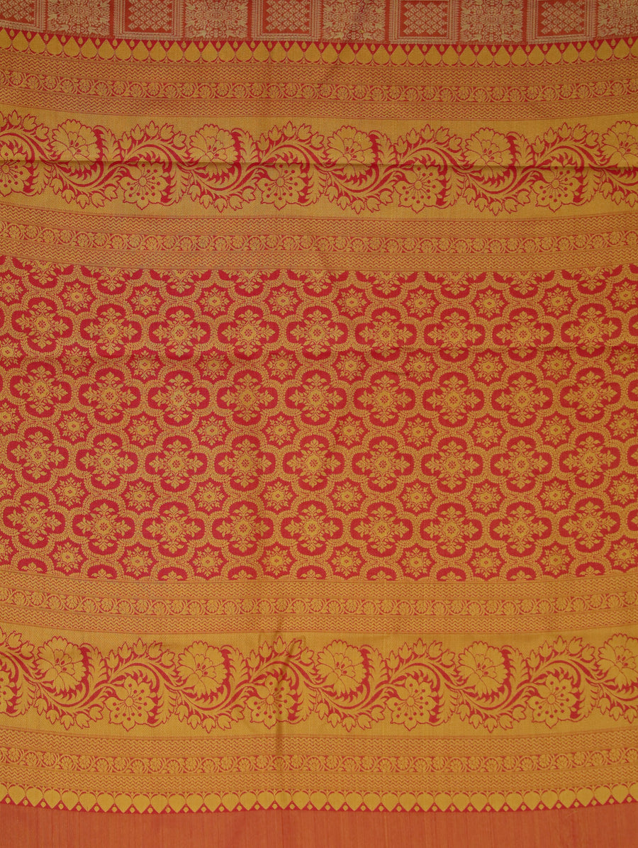 Burnt Orange Dharmavaram Inspired Semi Silk Saree with Medium Medium Self Border