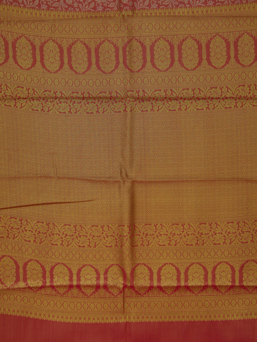 Dusty Rose Dharmavaram Inspired Semi Silk Saree with Wide Wide Contrast Border