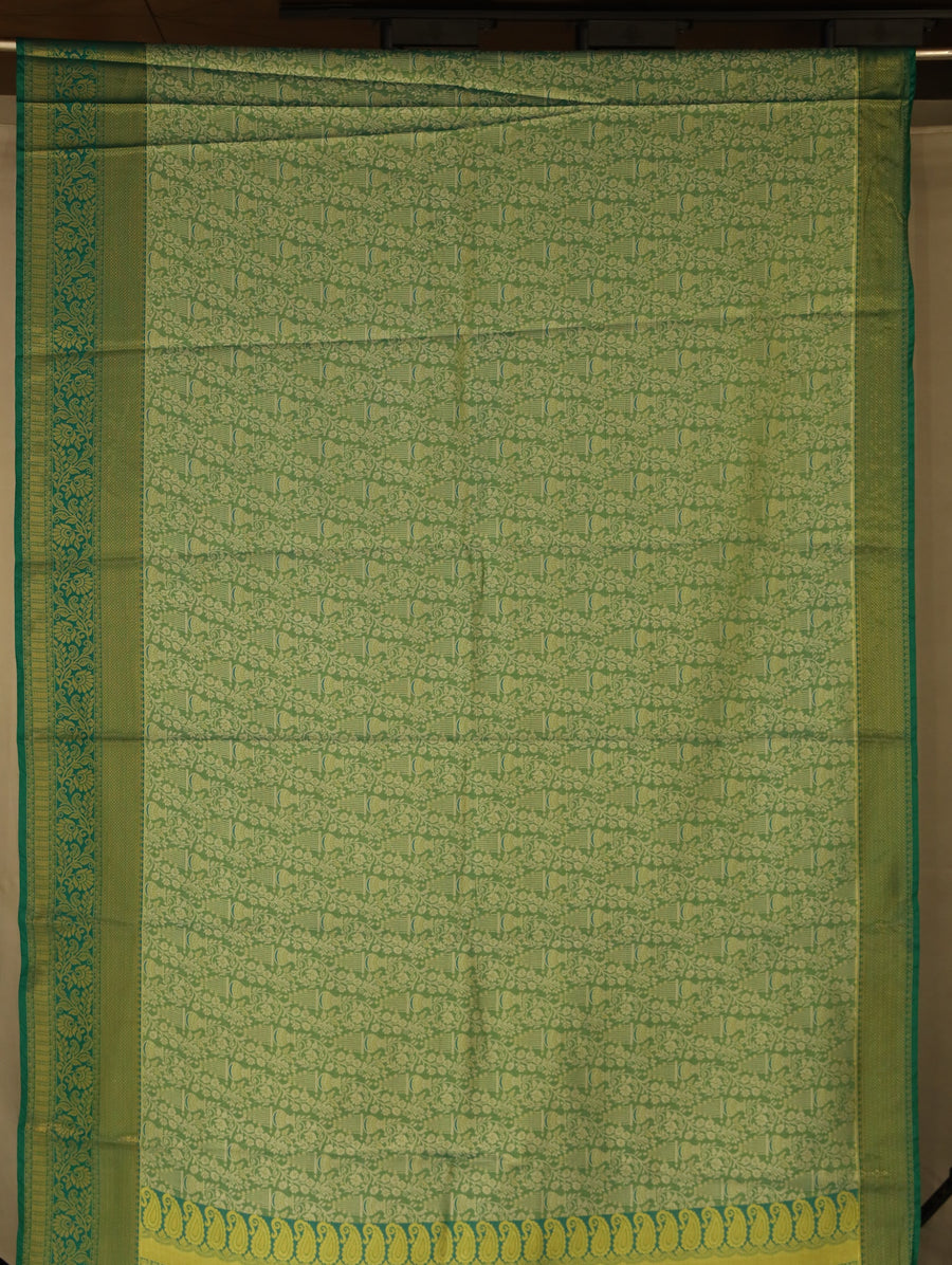 Sage Green Uppada Inspired Semi Silk Saree with Medium Medium Contrast Border