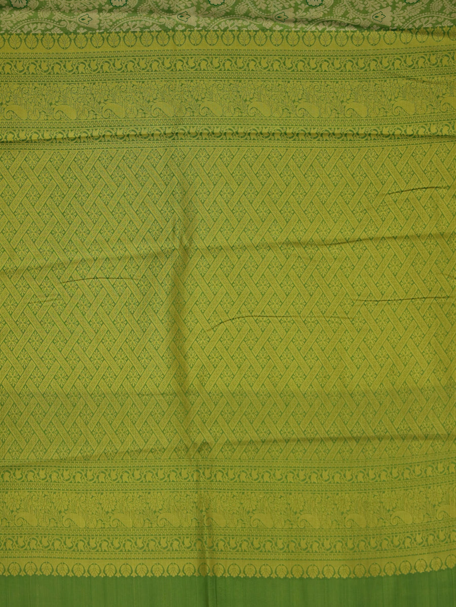 Lime Green Uppada Inspired Semi Silk Saree with Medium Medium Self Border