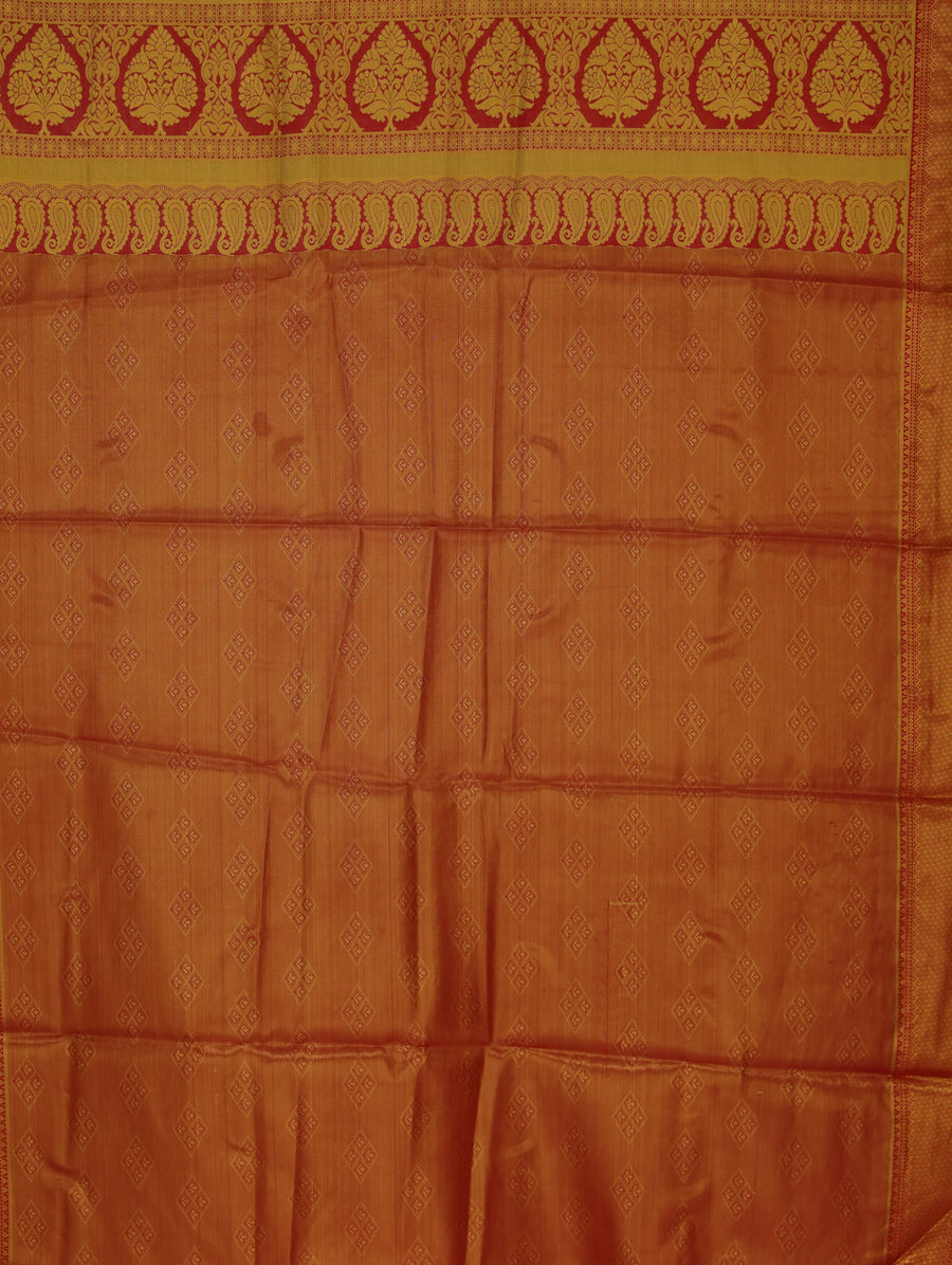 Burnt Orange Dharmavaram Inspired Semi Silk Saree with Medium Medium Self Border