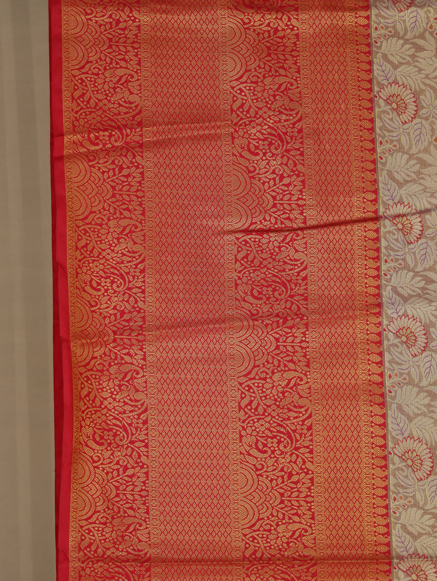 Mustard Yellow Dharmavaram Inspired Semi Silk Saree with Wide Wide Contrast Border