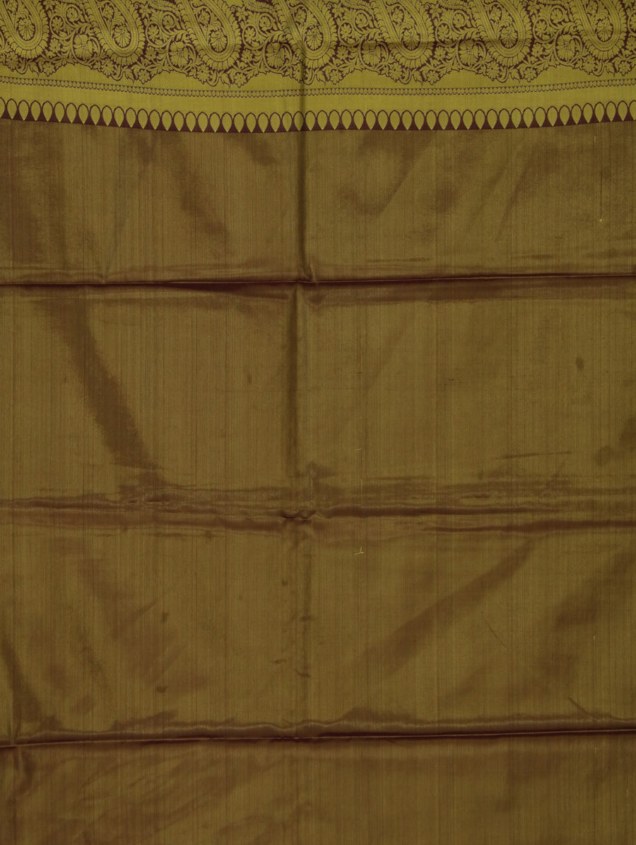 Antique Gold Kanchipuram Inspired Semi Silk Saree with Medium Medium Contrast Border