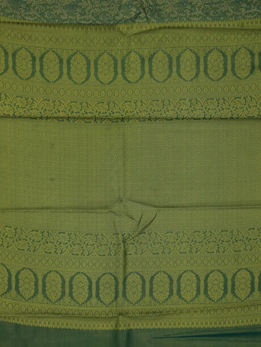 Olive Green Mysore Inspired Semi Silk Saree with Medium Medium Self Border