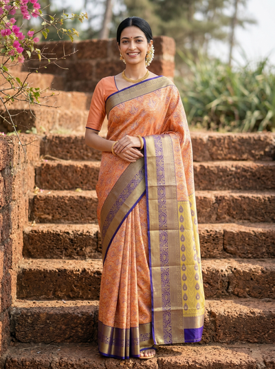 Dusty Rose Uppada Inspired Semi Silk Saree with Narrow Narrow Contrast Border