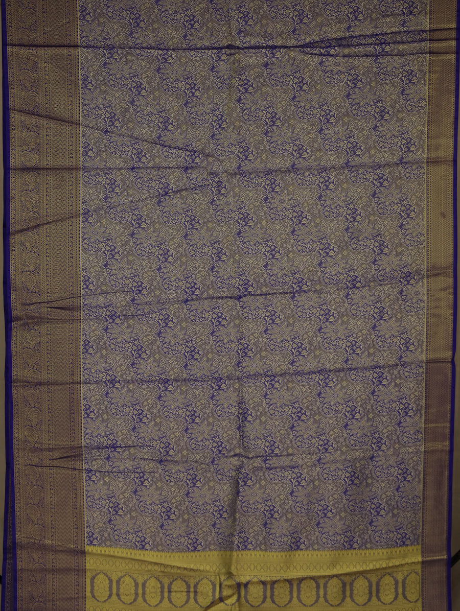 Lilac Frost Kanchipuram Inspired Semi Silk Saree with Wide Wide Contrast Border