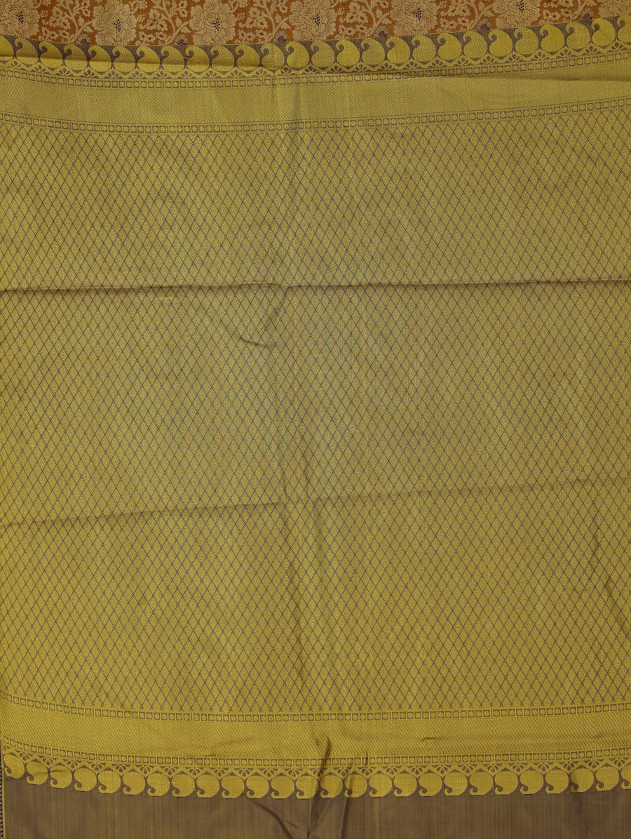 Soft Taupe Dharmavaram Inspired Semi Silk Saree with Wide Wide Contrast Border