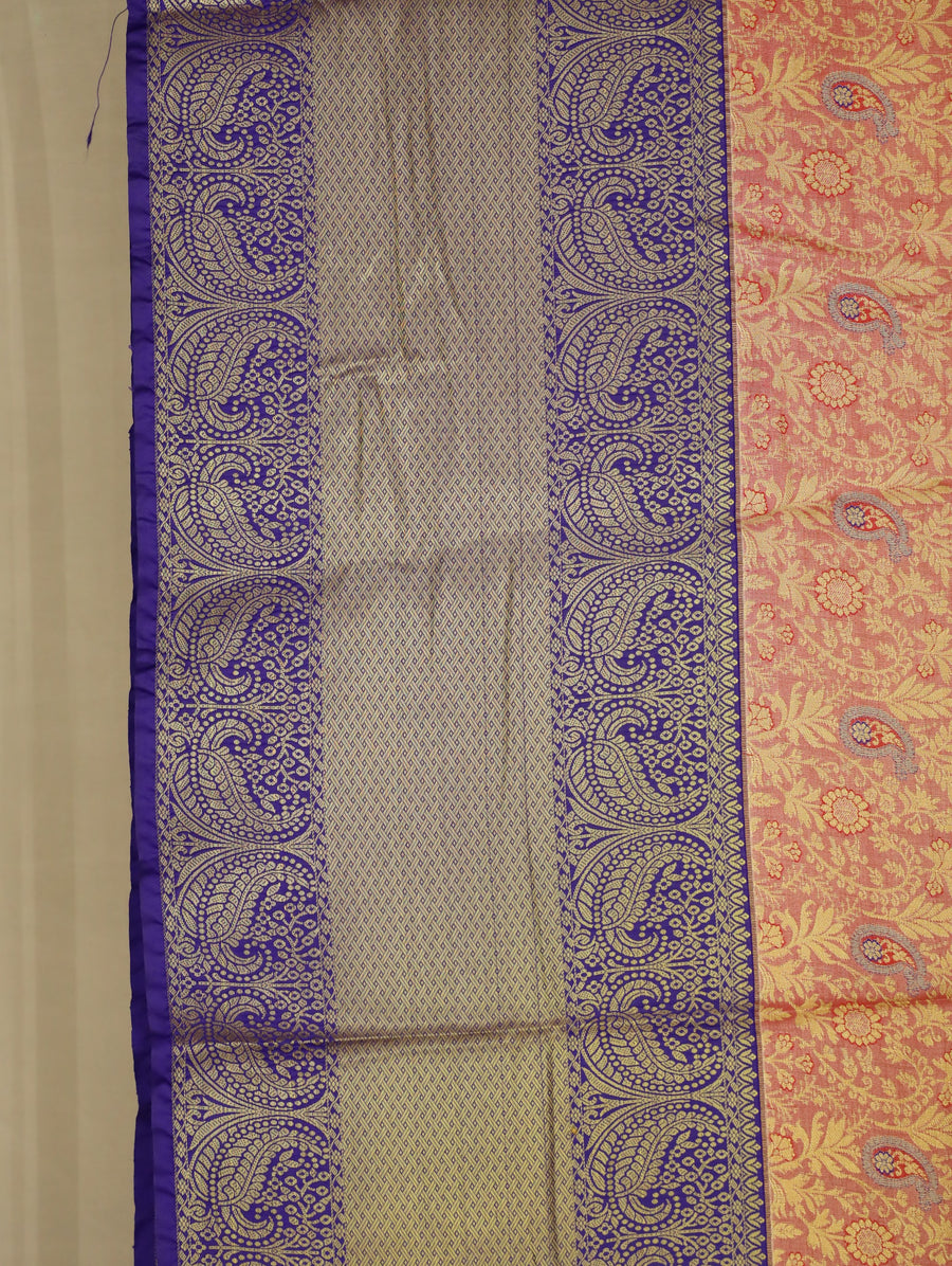 Amber Beige Uppada Inspired Semi Silk Saree with Medium Medium Contrast Border