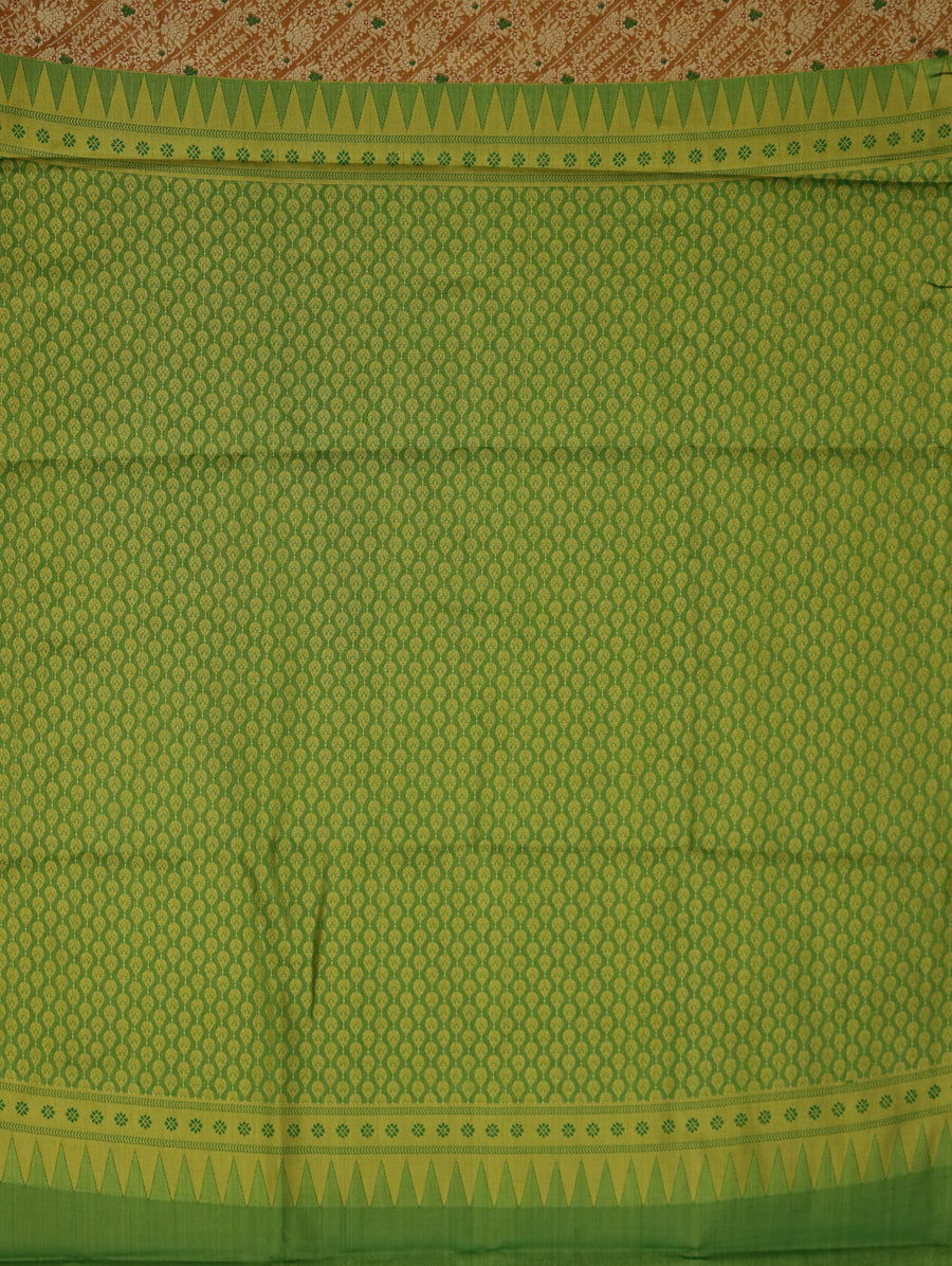 Sage Green Dharmavaram Inspired Semi Silk Saree with Medium Medium Contrast Border