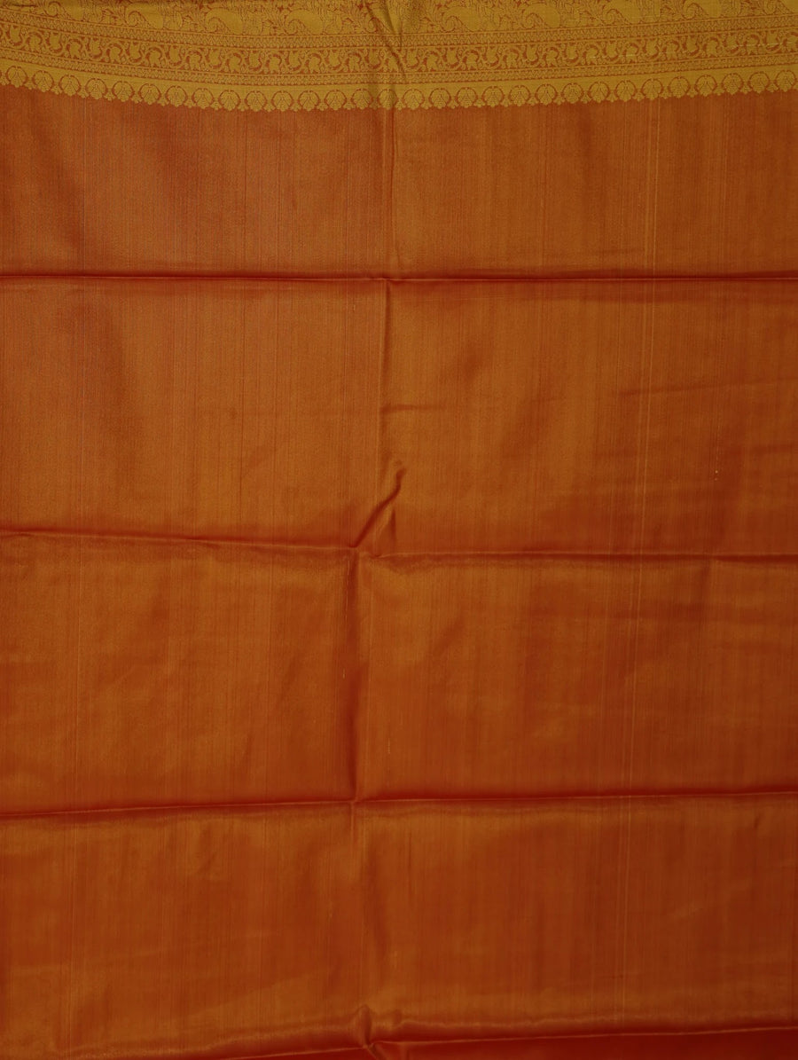 Burnt Orange Dharmavaram Inspired Semi Silk Saree with Medium Medium Contrast Border