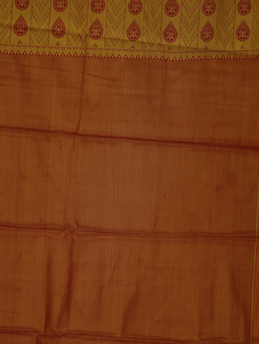 Lime Green Kanchipuram Inspired Semi Silk Saree with Wide Wide Contrast Border