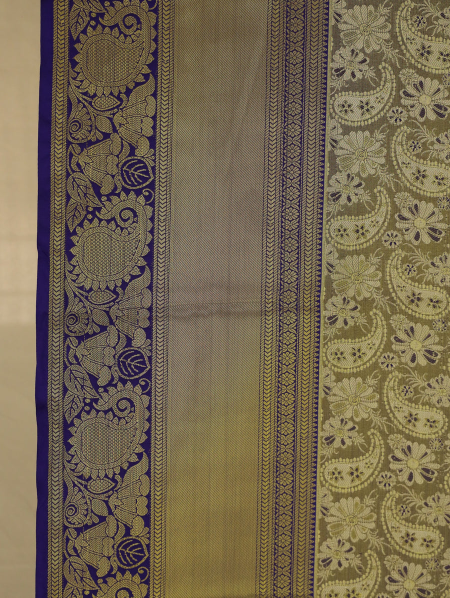 Champagne Gold Dharmavaram Inspired Semi Silk Saree with Wide Wide Contrast Border
