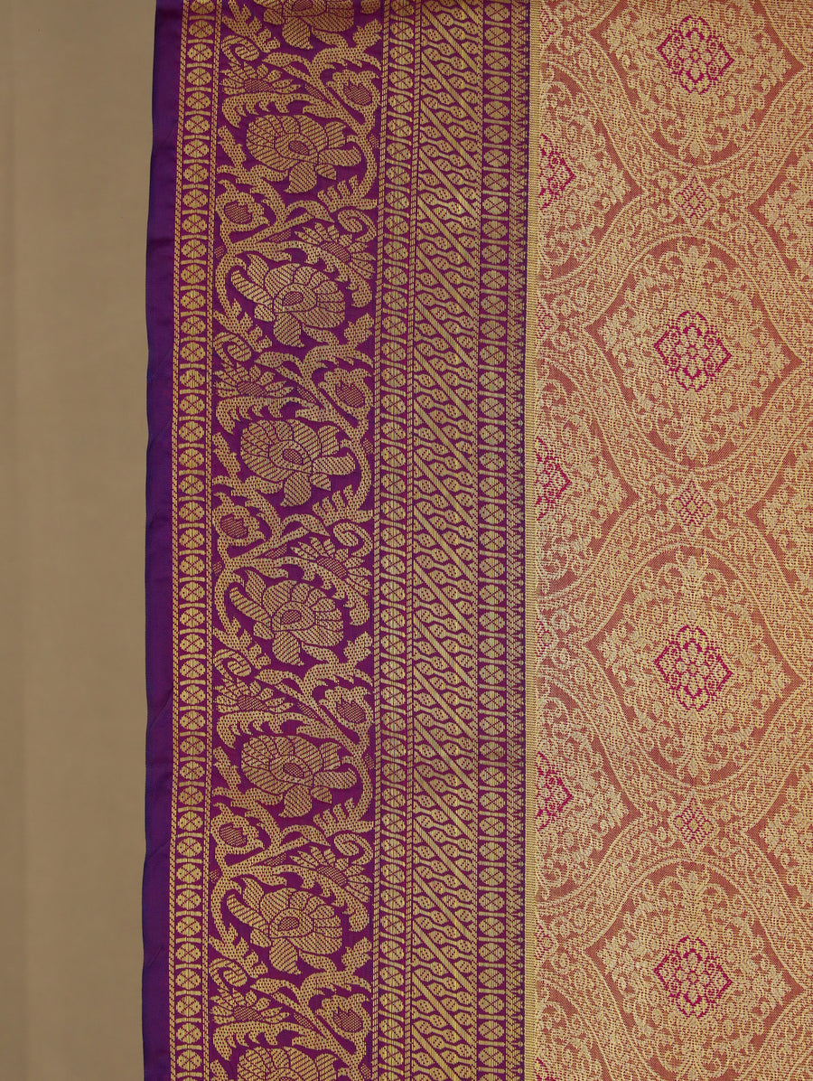 Dusty Rose Dharmavaram Inspired Semi Silk Saree with Medium Medium Contrast Border